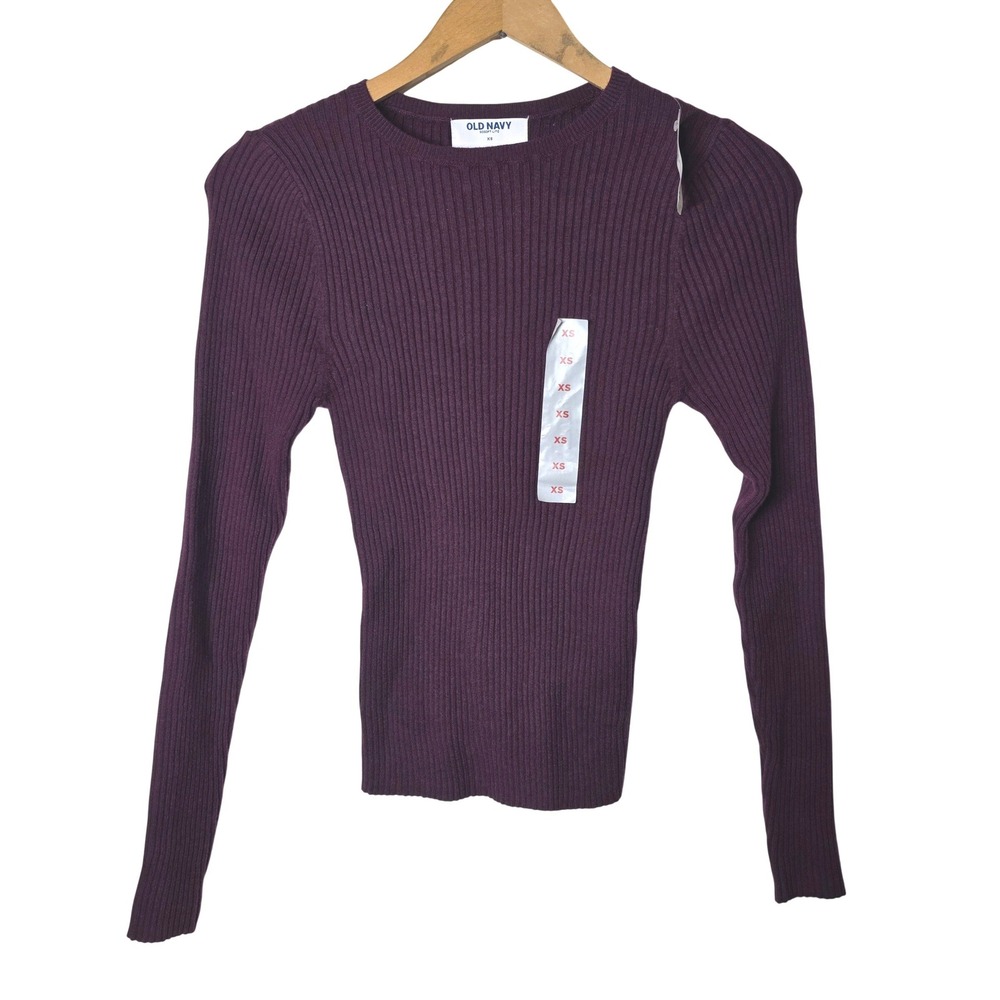 Old Navy SoSoft Lite Ribbed Crew Neck Sweater XS Plum Purple Long Sleeve NEW